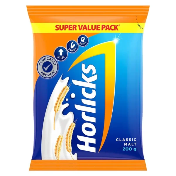 Horlicks Health & Nutrition Drink - Classic Malt Flavour, 200 g Pouch