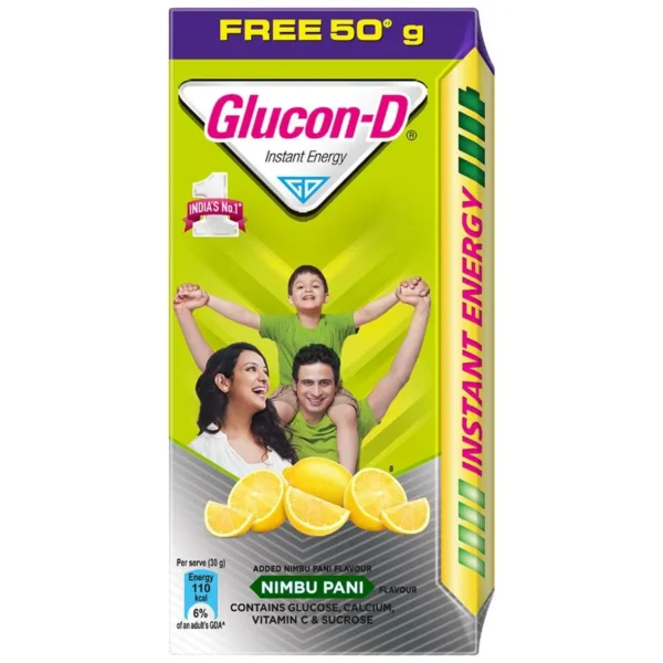 Glucon-D Instant Energy Health - Nimbu Pani, Refill, 75 g (Get 50 g Free)