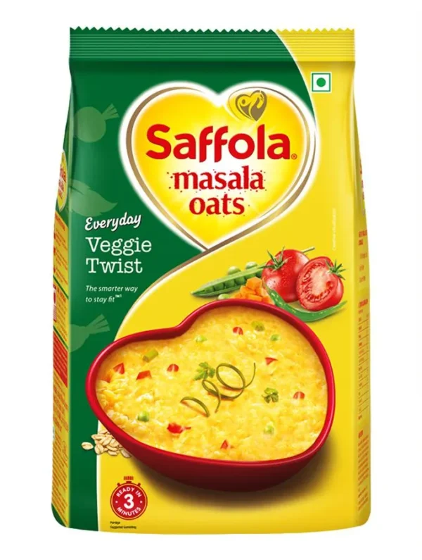 Saffola Masala Oats - Tasty Evening Snack, Fibre Rich, Veggie Twist, 500 g