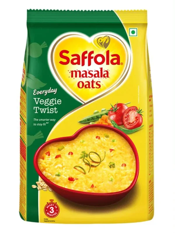 Saffola Masala Oats - Tasty Evening Snack, Fibre Rich, Veggie Twist, 1 kg