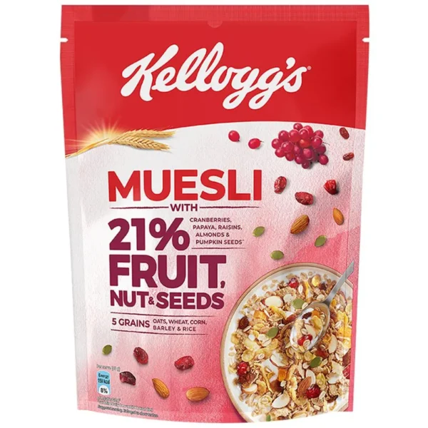 Kelloggs Muesli Breakfast Cereal - With Multigrain & 21% Fruit, Nut & Seeds, 500 g