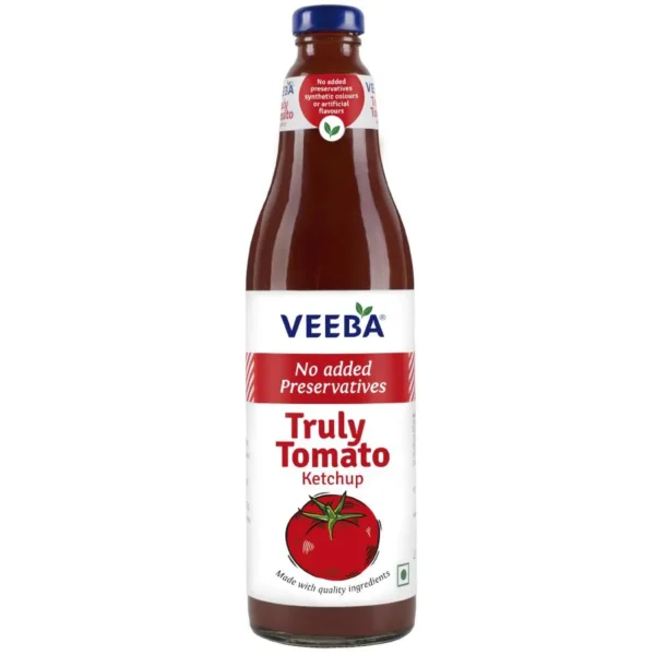 Veeba Truly Tomato Ketchup - No Added Preservatives, 1 Kg Glass Jar