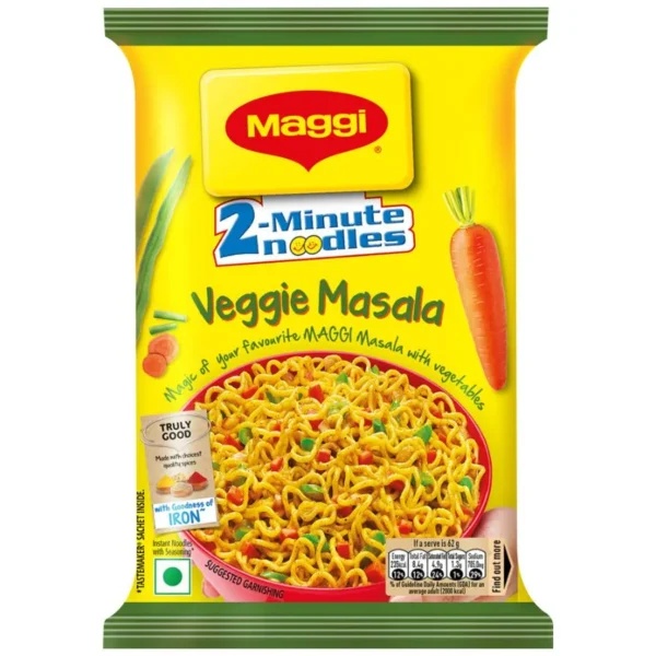 MAGGI 2 Minute Instant Noodles - Veggie Masala, 62 g (Pack of 8 )