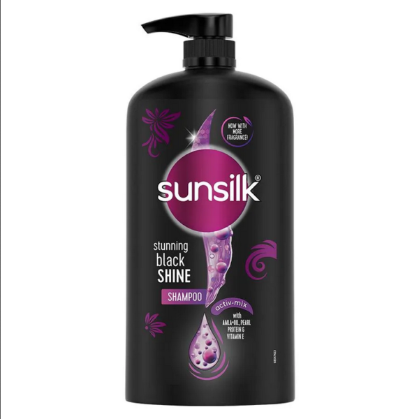 Sunsilk Stunning Black Shine Shampoo - Long Lasting Shine, 1 L