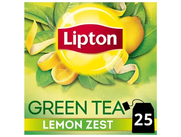 Lipton Green Tea Bags - Lemon Zest, 32.5 g (25 Bags x 1.3 g each)