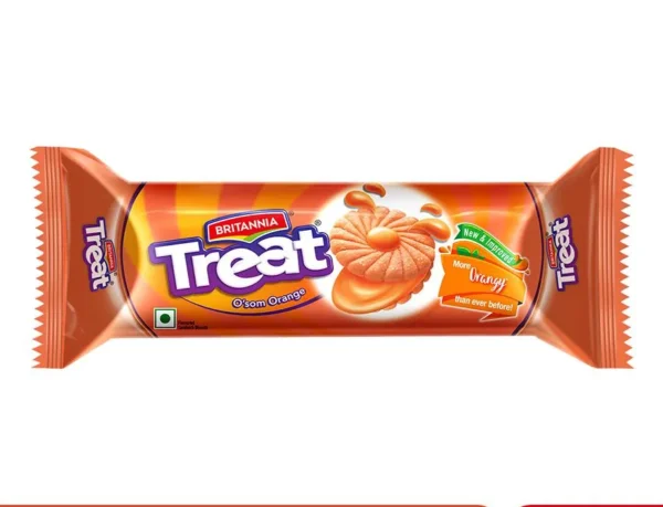 Britannia Treat Orange Cream Biscuits, 60 g ( Pack of 2 )