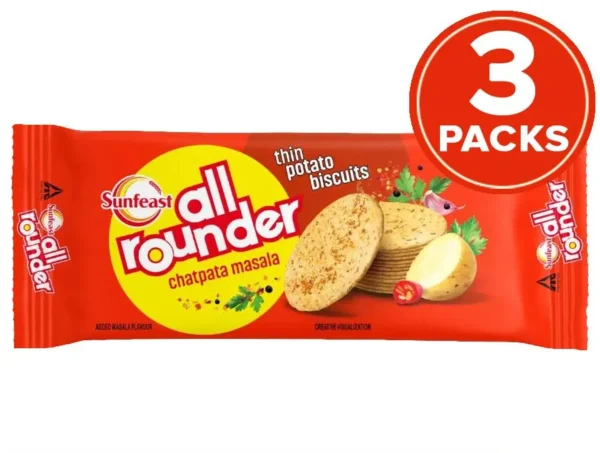 Sunfeast All rounder biscuits : Thin Potato Masala salted biscuits, 75 g ( Pack of 3 )