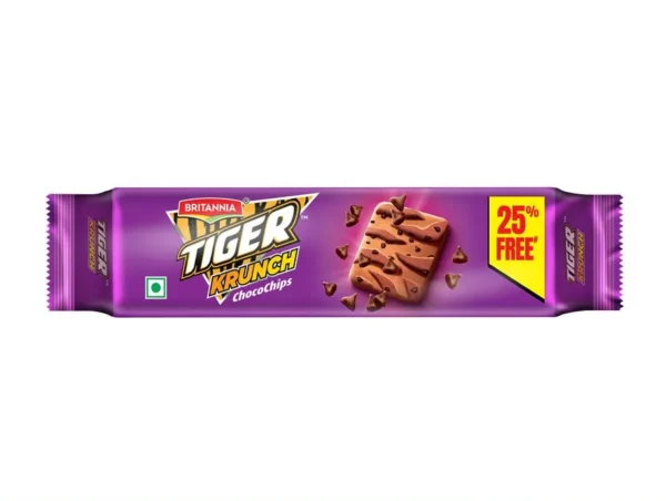Britannia Tiger Cookies - Krunch Chocochips, 64 g Pouch ( Pack of 2 )