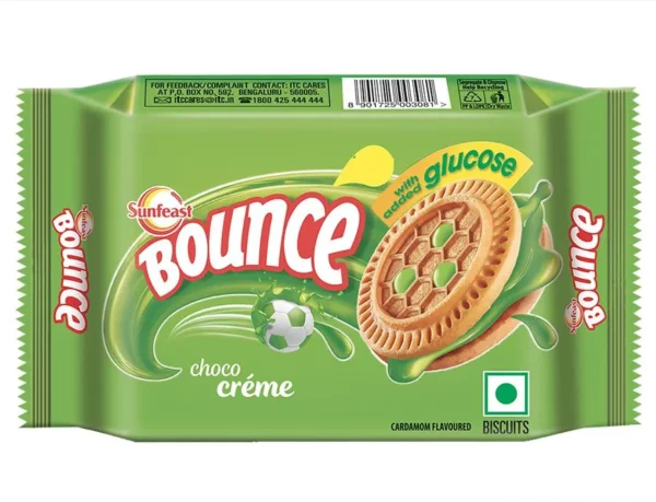 Sunfeast Bounce Creme Biscuits - Elaichi, 58 g Pouch (Pack of 3)