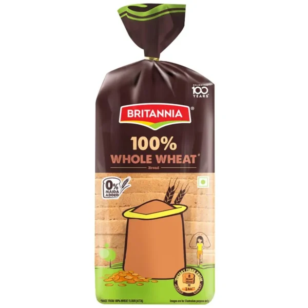 Britannia Whole Wheat Bread - Rich In Dietary Fibre, 450 g