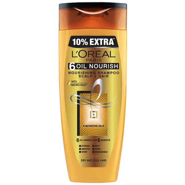 Loreal Paris 6 Oil Nourish Shampoo - Scalp + Hair, Dry & Dull Hair, 75 ml