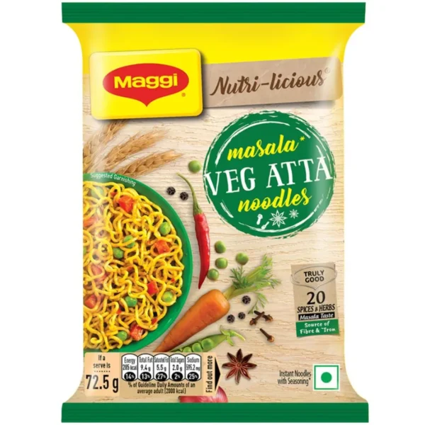 MAGGI Nutri-Licious Masala Veg Atta Noodles - Herbs & Spice Blend, 72.5 g Pouch
