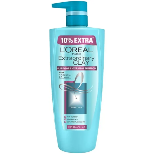 Loreal Paris Extraordinary Clay Purifying & Hydrating Shampoo - Dry Ends, 704 ml