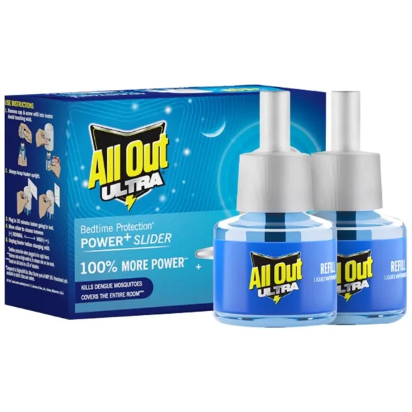 All Out Ultra Mosquito Repellant Power + Fan Refill - 30% Faster Action, 45 ml (Pack of 2)