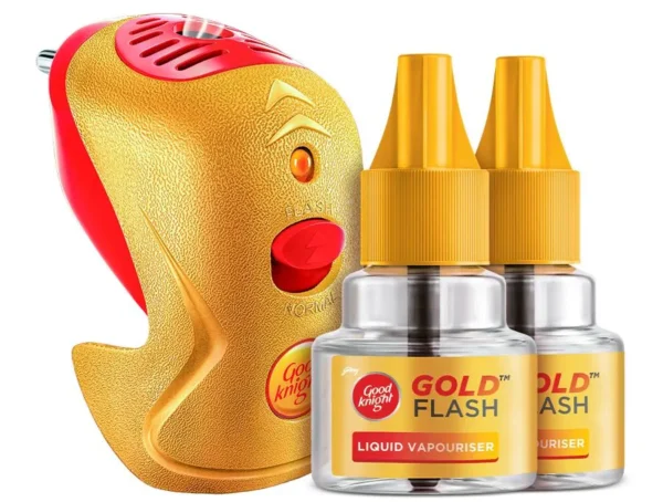 Good knight Gold Flash Liquid Vapourizer, Mosquito Repellent, 45 ml each (1 Machine + 2 Refills)